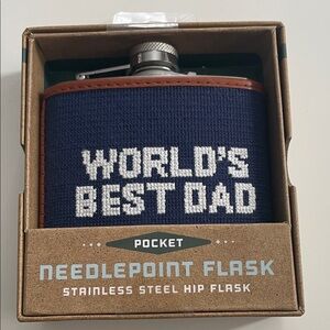 World's Best Dad Needlepoint Flask